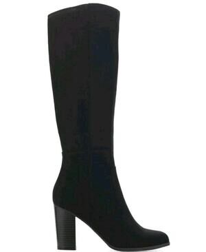 Style&Co ~Size 8.5W~Black Addyy Knee High Dress Boots Extra Wide-Caff Micro NWOB